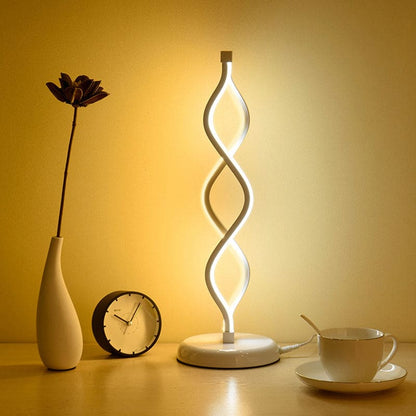 Brehn | Elegante Weiße LED Spiral Tischlampe – Perfekt für Stilvolle Räume