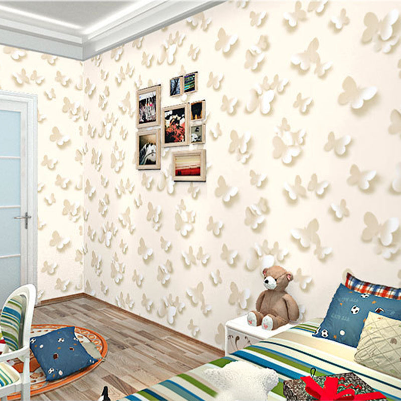 Brehn | Scandinavisch Minimalistische Wanddecoratie 3D Vlinder Behang voor Kinderen, 20,5 in x 33 ft