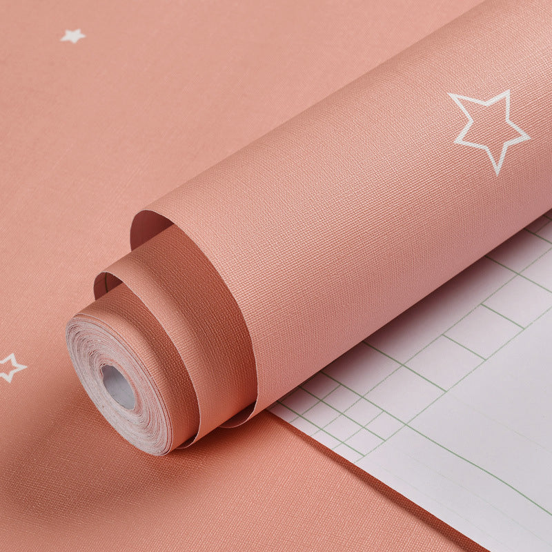 Brehn | Pastell Rosa Gewöhnlicher Stern Selbstklebende Tapete für Mädchenzimmer, 33 Fuß x 20,5 Zoll