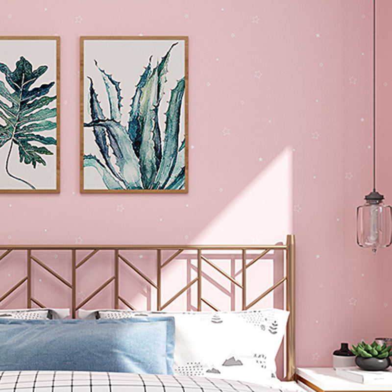 Brehn | Pastell Rosa Gewöhnlicher Stern Selbstklebende Tapete für Mädchenzimmer, 33 Fuß x 20,5 Zoll
