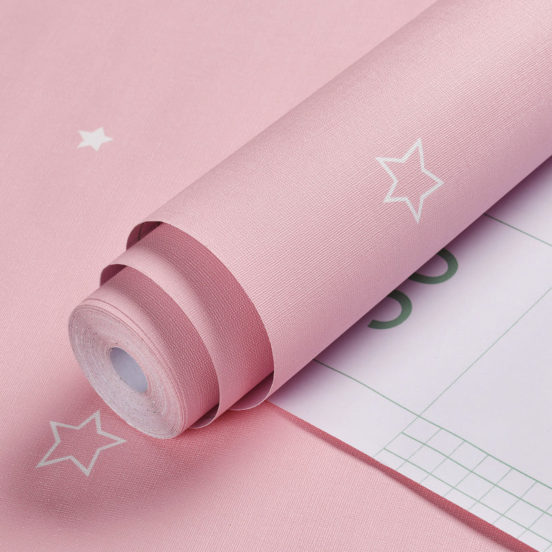 Brehn | Pastell Rosa Gewöhnlicher Stern Selbstklebende Tapete für Mädchenzimmer, 33 Fuß x 20,5 Zoll