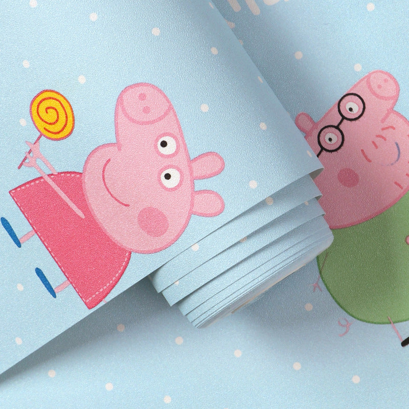 Brehn | Schöne blaue Schwein Nicht-klebende Tapete für Jungen und Mädchen, 33 Fuß x 20,5 Zoll