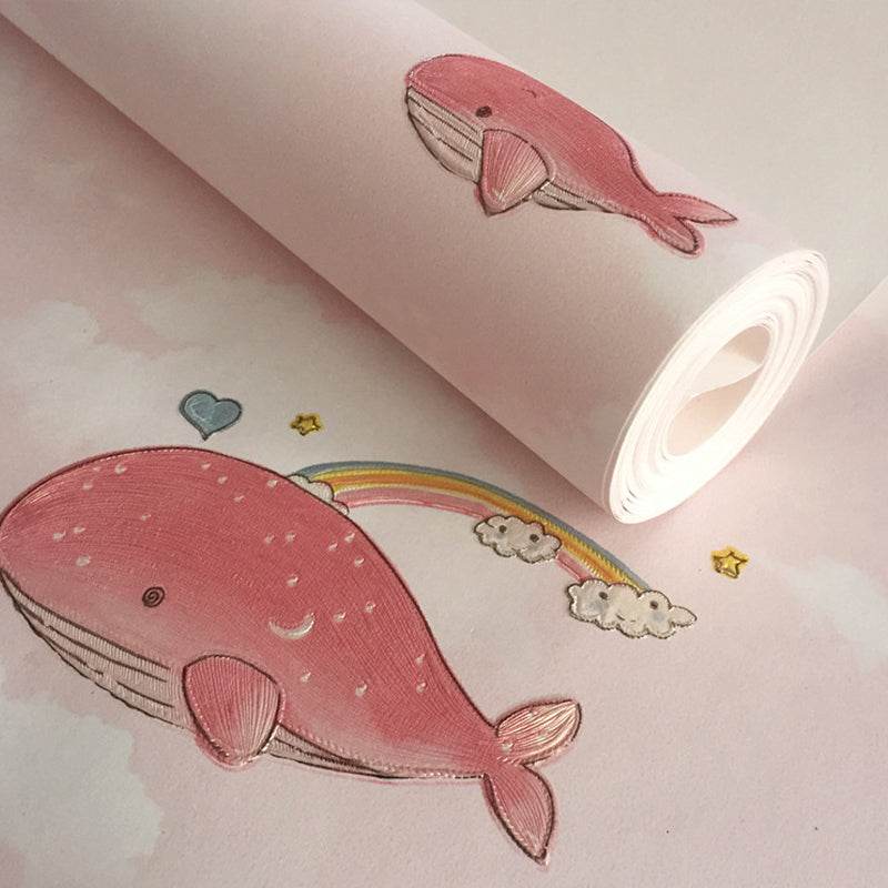 Brehn | Vliesbehang mit blauen oder rosa Cartoon-Delfin für Kinder, 20,5 Zoll x 33 Fuß, nicht vorgeklebt