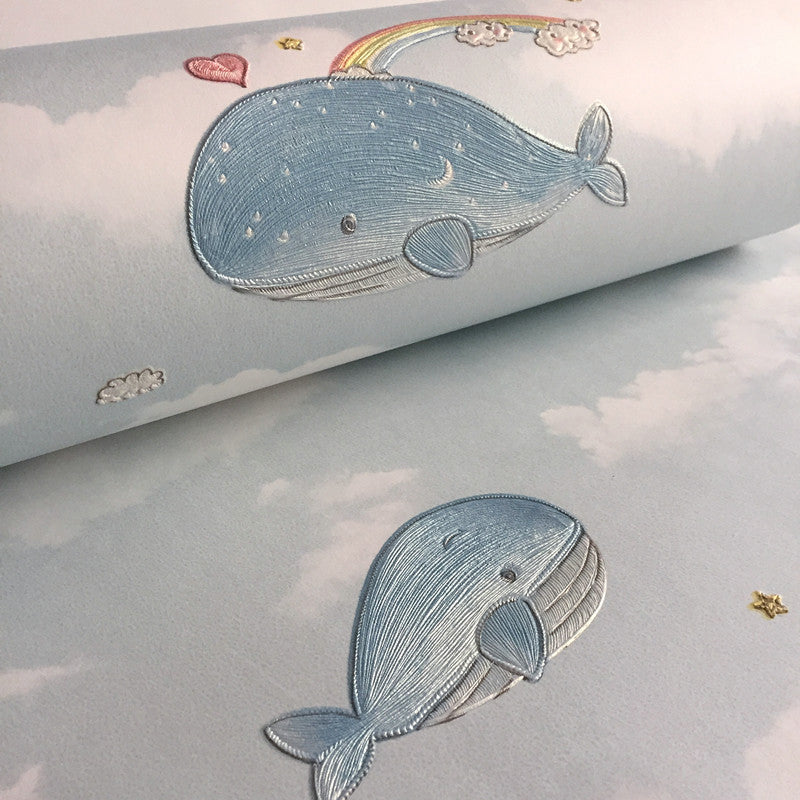 Brehn | Vliesbehang mit blauen oder rosa Cartoon-Delfin für Kinder, 20,5 Zoll x 33 Fuß, nicht vorgeklebt