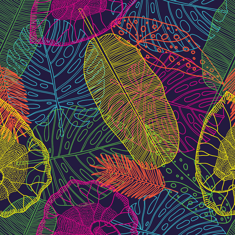 Brehn | Botanischer Blattdruck Tapete Wandmalerei Zeitgenössische Vlies Wandkunst in dunkler Farbe