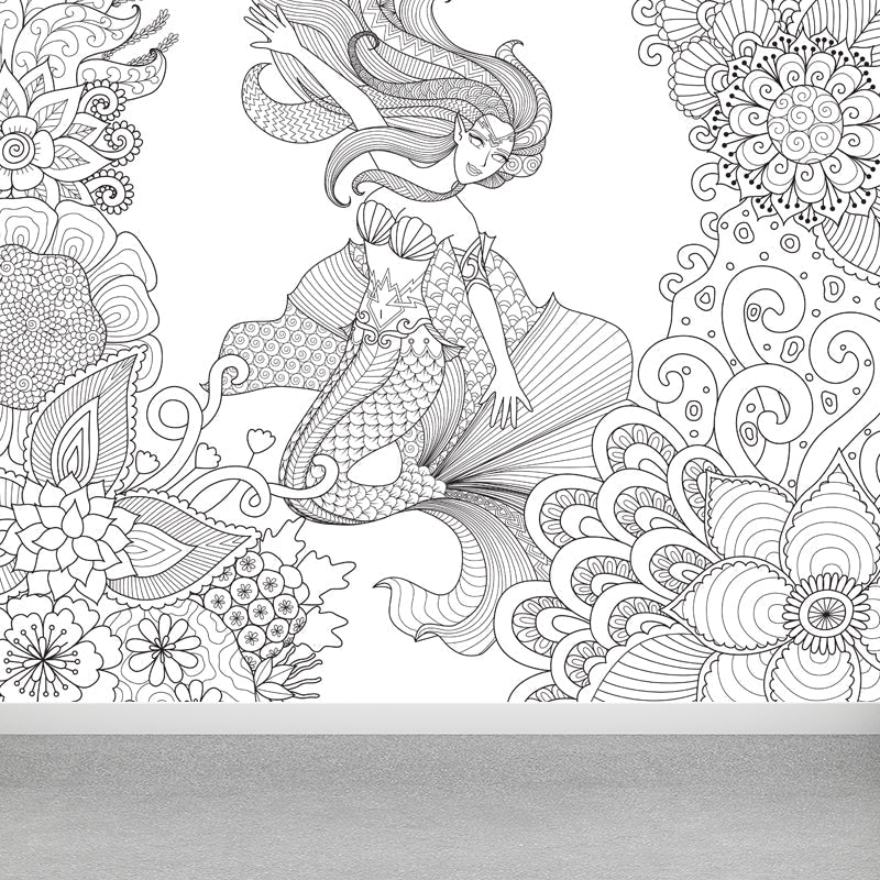 Brehn | Kinderen Fantasy Geheim Tuin Muur Decal Zwart-wit Waterdichte Wandkunst voor Kamer