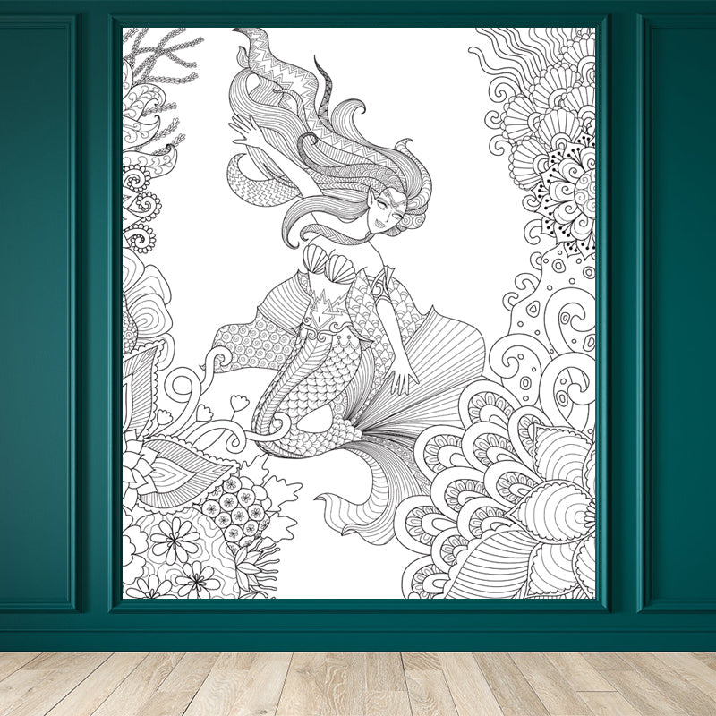 Brehn | Kinderen Fantasy Geheim Tuin Muur Decal Zwart-wit Waterdichte Wandkunst voor Kamer
