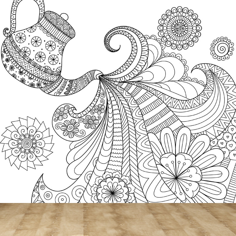 Brehn | Kinderen Fantasy Geheim Tuin Muur Decal Zwart-wit Waterdichte Wandkunst voor Kamer
