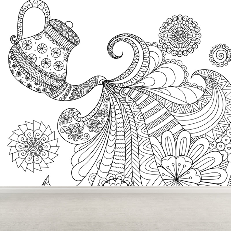 Brehn | Kinderen Fantasy Geheim Tuin Muur Decal Zwart-wit Waterdichte Wandkunst voor Kamer