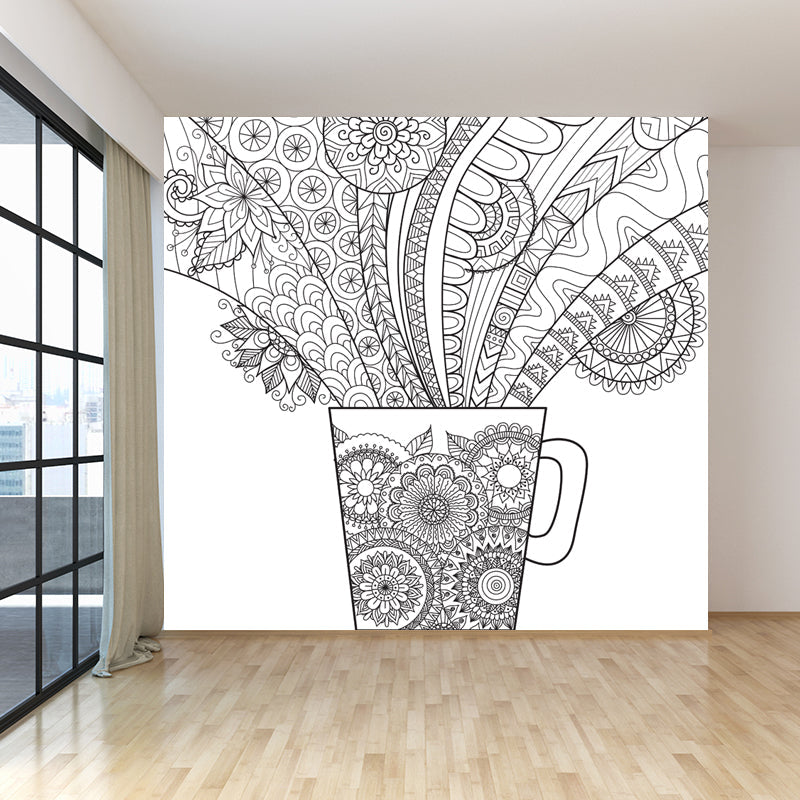 Brehn | Kinderen Fantasy Geheim Tuin Muur Decal Zwart-wit Waterdichte Wandkunst voor Kamer