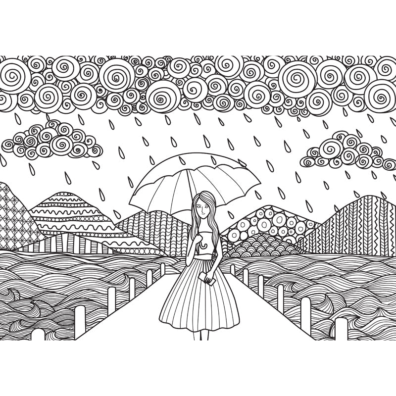 Brehn | Zwarte en Witte Doodles Muurbehang Fantasy Kinderen Vochtbestendige Muurkunst