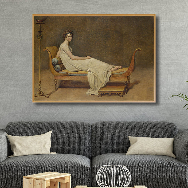 Brehn | Frau auf dem Stuhl Gemälde Braunes Retro-Stil Leinwandkunst für Schlafzimmer, optionale Größen