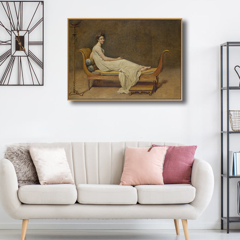 Brehn | Frau auf dem Stuhl Gemälde Braunes Retro-Stil Leinwandkunst für Schlafzimmer, optionale Größen
