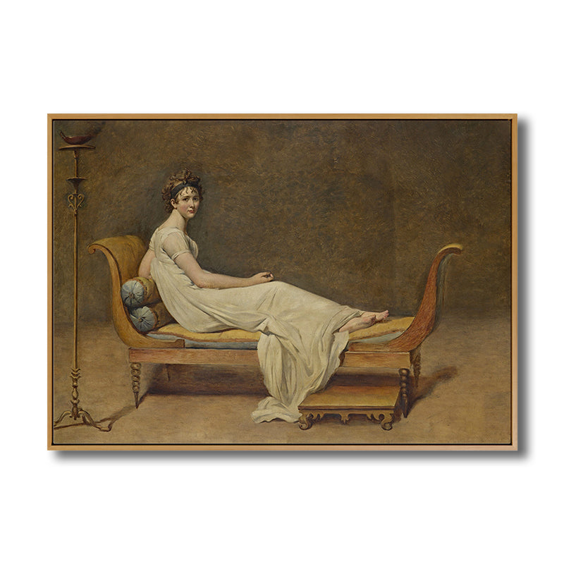 Brehn | Frau auf dem Stuhl Gemälde Braunes Retro-Stil Leinwandkunst für Schlafzimmer, optionale Größen