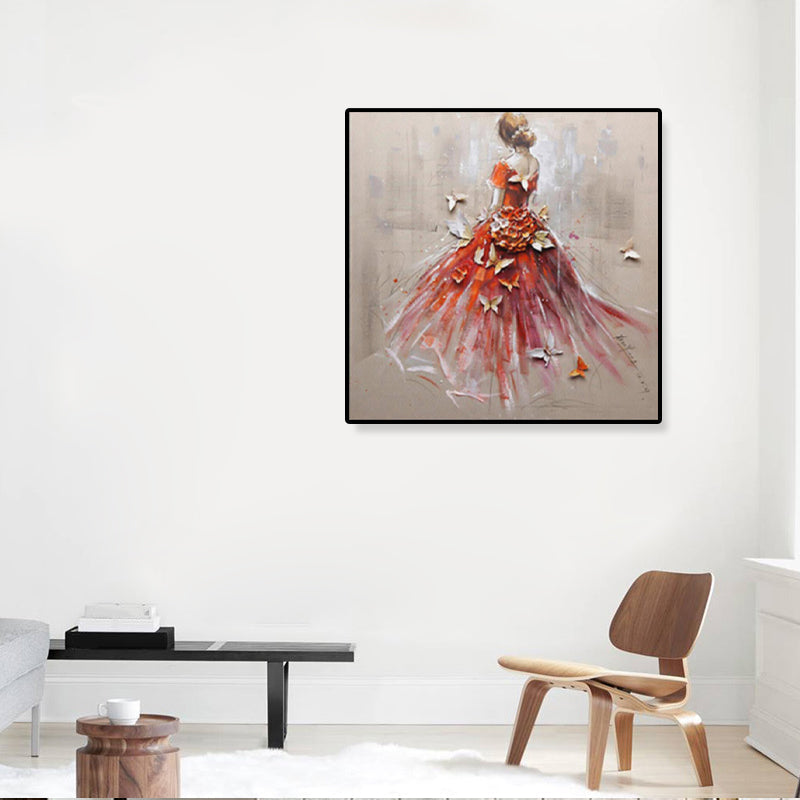 Brehn | Glam Canvas-Druck Sanfte Farben Kleidermädchen Wandkunst Dekor, Mehrere Größen Verfügbar