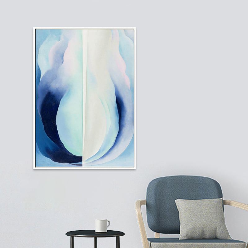 Brehn | Blaues abstraktes Leinwanddruck strukturiert zeitgenössische Schlafzimmer Wandkunst, mehrere Größen