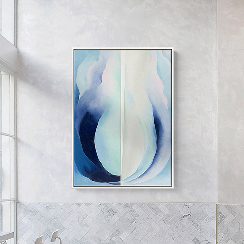 Brehn | Blaues abstraktes Leinwanddruck strukturiert zeitgenössische Schlafzimmer Wandkunst, mehrere Größen