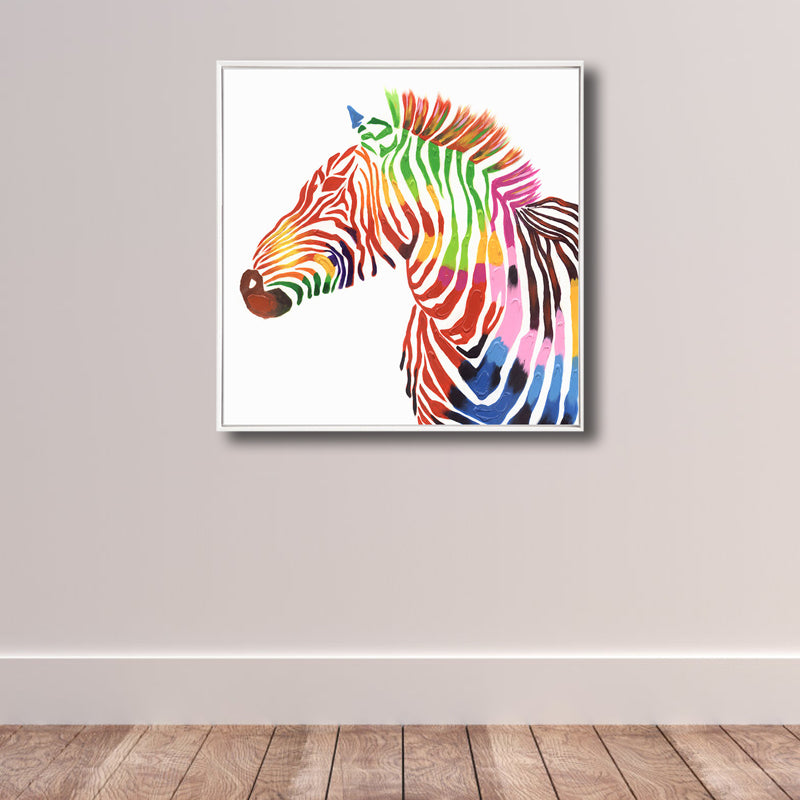 Brehn | Pop Art Stil Zebra Leinwand Druck Helle Farbe Texturierten Wanddekoration für Wohnzimmer