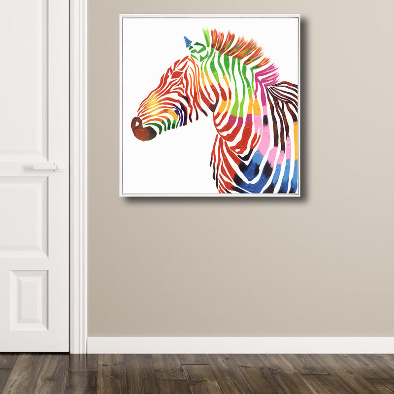 Brehn | Pop Art Stil Zebra Leinwand Druck Helle Farbe Texturierten Wanddekoration für Wohnzimmer