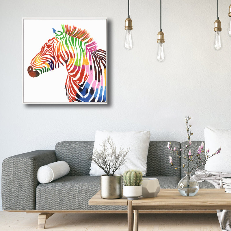 Brehn | Pop Art Stil Zebra Leinwand Druck Helle Farbe Texturierten Wanddekoration für Wohnzimmer