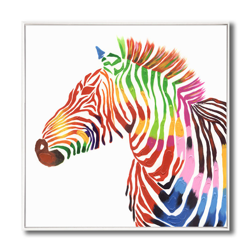 Brehn | Pop Art Stil Zebra Leinwand Druck Helle Farbe Texturierten Wanddekoration für Wohnzimmer