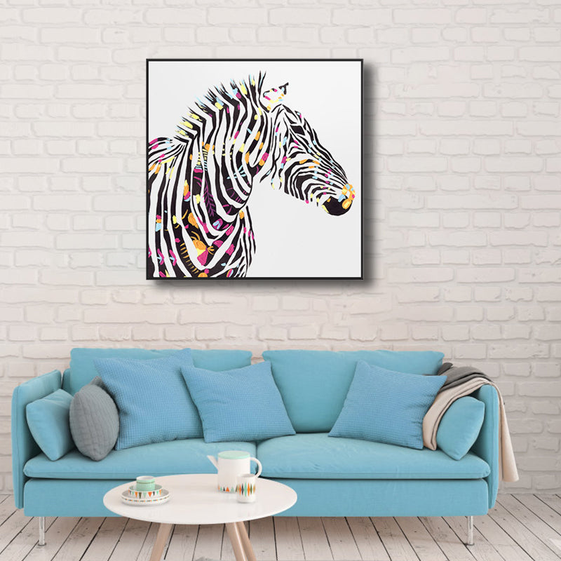 Brehn | Pop Art Stil Zebra Leinwand Druck Helle Farbe Texturierten Wanddekoration für Wohnzimmer