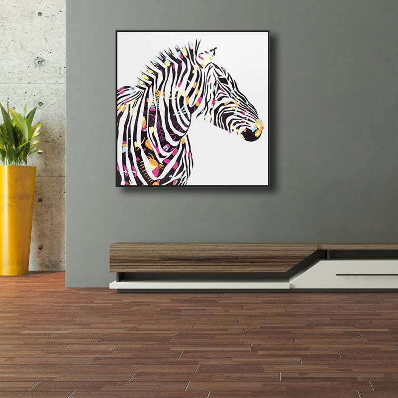 Brehn | Pop Art Stil Zebra Leinwand Druck Helle Farbe Texturierten Wanddekoration für Wohnzimmer