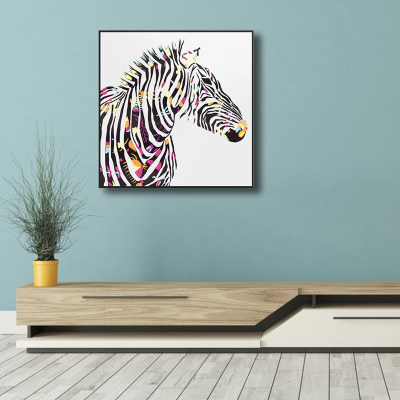 Brehn | Pop Art Stil Zebra Leinwand Druck Helle Farbe Texturierten Wanddekoration für Wohnzimmer