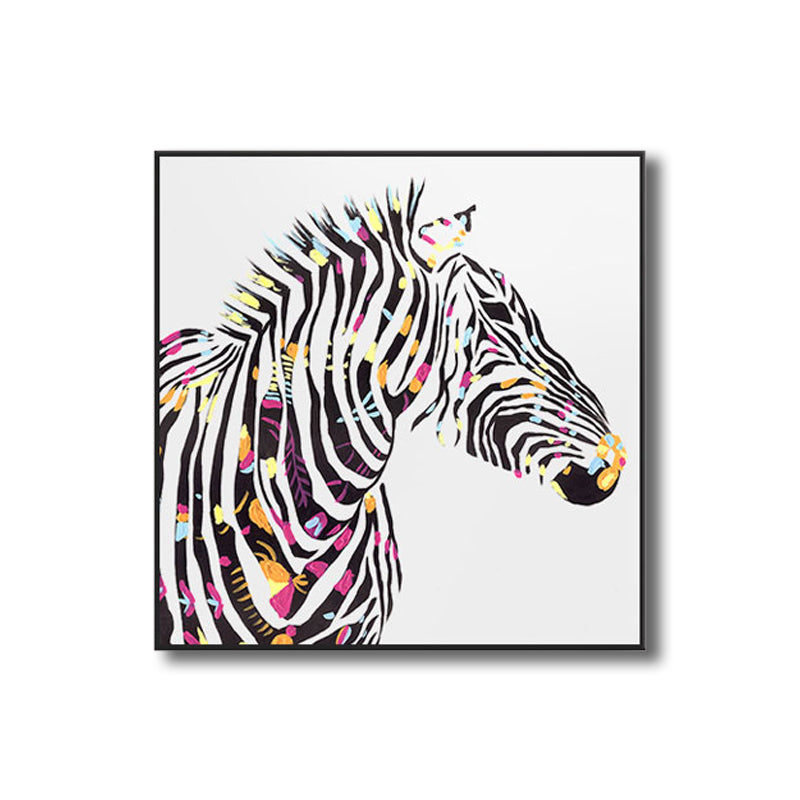 Brehn | Pop Art Stil Zebra Leinwand Druck Helle Farbe Texturierten Wanddekoration für Wohnzimmer