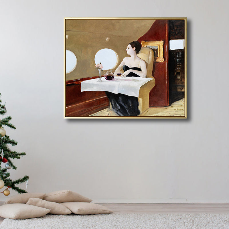 Brehn | Ölmalerei Frau Leinwand Kunst Nouveau Exzellente Unterhaltung Wanddekoration, Dunkle Farbe