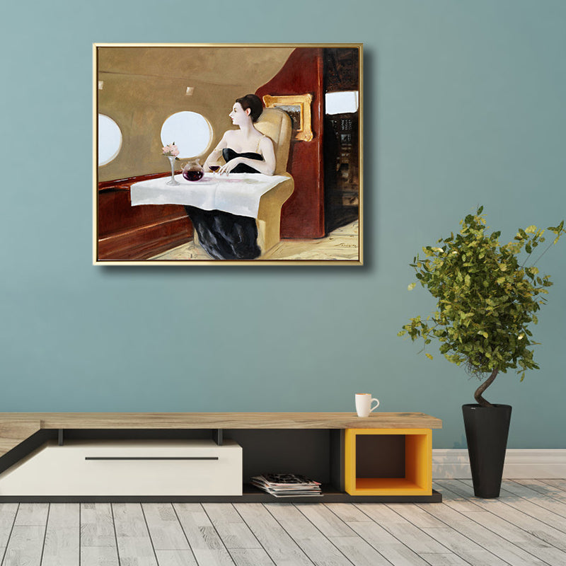 Brehn | Ölmalerei Frau Leinwand Kunst Nouveau Exzellente Unterhaltung Wanddekoration, Dunkle Farbe