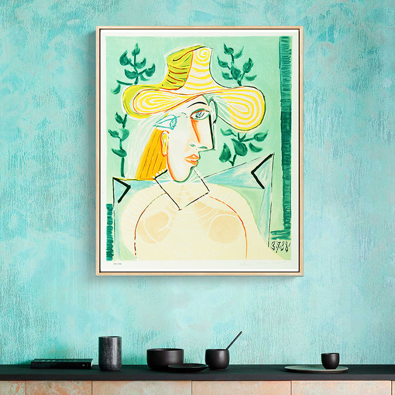Brehn | Fauvismus Picasso Frauenporträt Malerei Pastell Texturiertes Canvas-Kunstwerk für das Wohnzimmer
