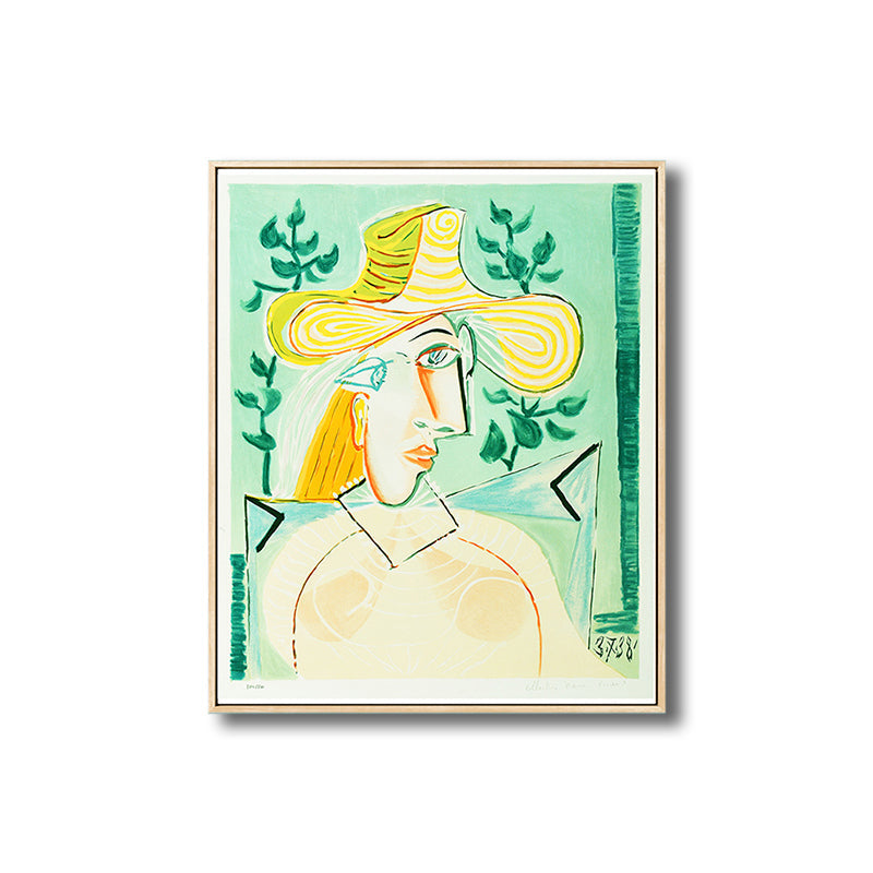 Brehn | Fauvismus Picasso Frauenporträt Malerei Pastell Texturiertes Canvas-Kunstwerk für das Wohnzimmer