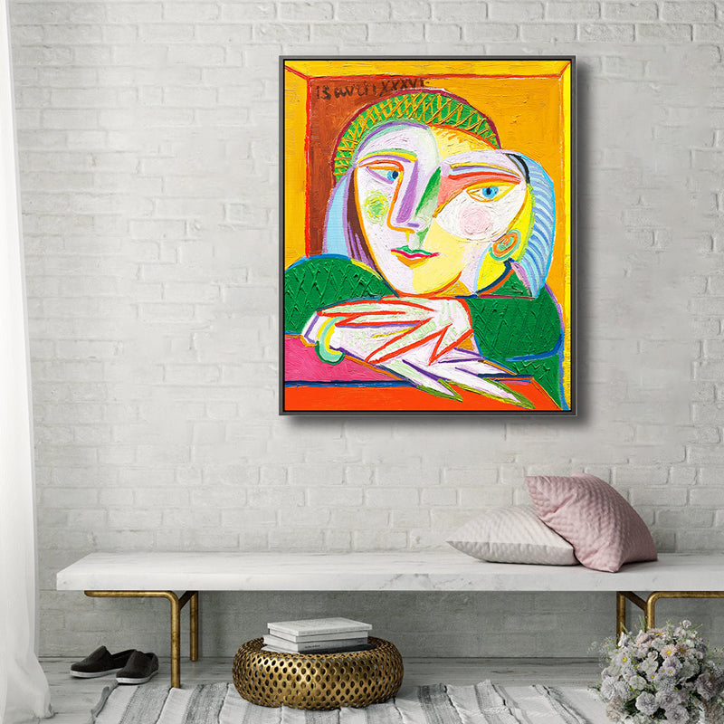 Brehn | Fauvismus Picasso Frauenporträt Malerei Pastell Texturiertes Canvas-Kunstwerk für das Wohnzimmer