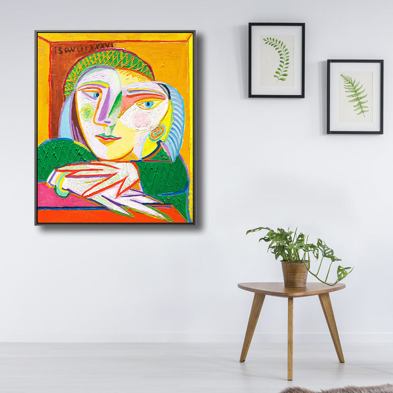 Brehn | Fauvismus Picasso Frauenporträt Malerei Pastell Texturiertes Canvas-Kunstwerk für das Wohnzimmer