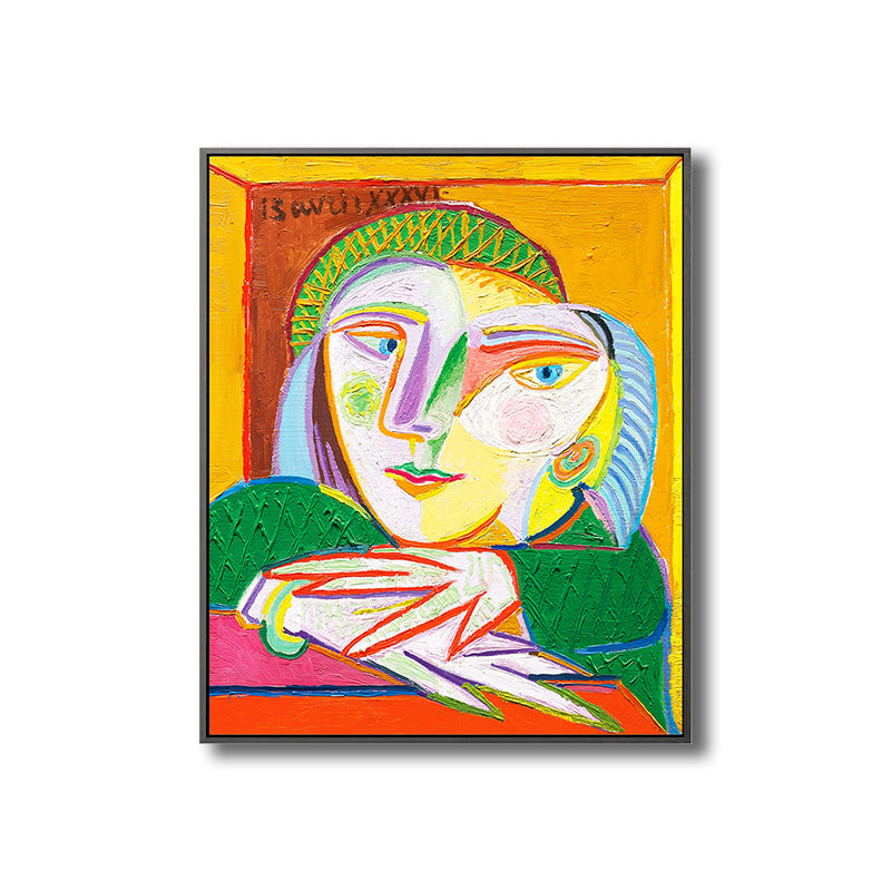Brehn | Fauvismus Picasso Frauenporträt Malerei Pastell Texturiertes Canvas-Kunstwerk für das Wohnzimmer