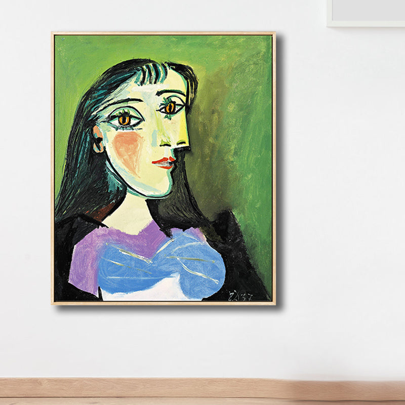Brehn | Fauvismus Picasso Frauenporträt Malerei Pastell Texturiertes Canvas-Kunstwerk für das Wohnzimmer