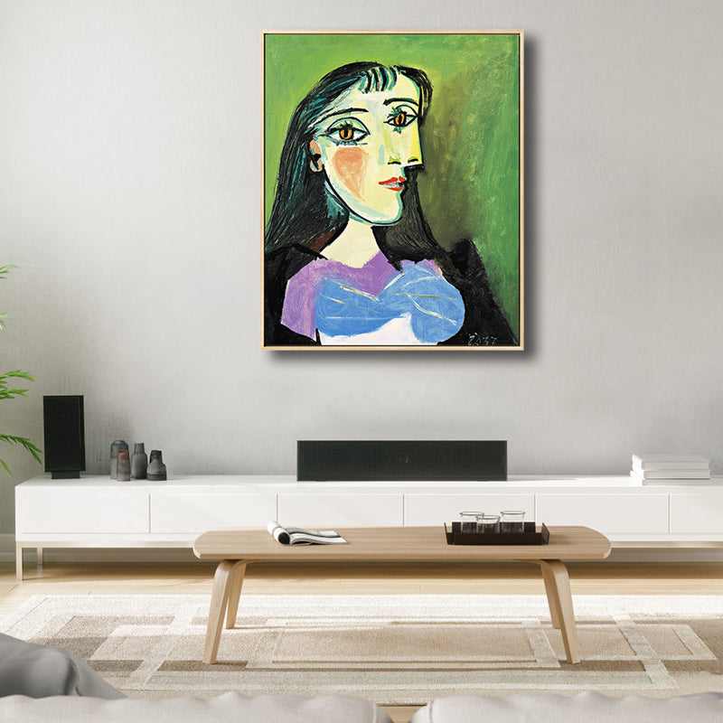 Brehn | Fauvismus Picasso Frauenporträt Malerei Pastell Texturiertes Canvas-Kunstwerk für das Wohnzimmer