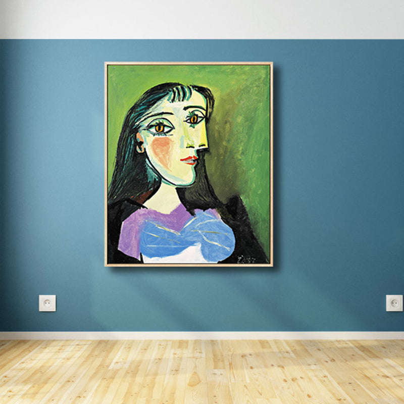 Brehn | Fauvismus Picasso Frauenporträt Malerei Pastell Texturiertes Canvas-Kunstwerk für das Wohnzimmer
