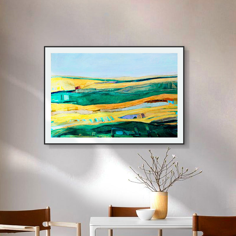 Brehn | Fantastischer Farmview-Leinwand-Haus-Innenansichten-Wandkunst-Druck in sanften Farben