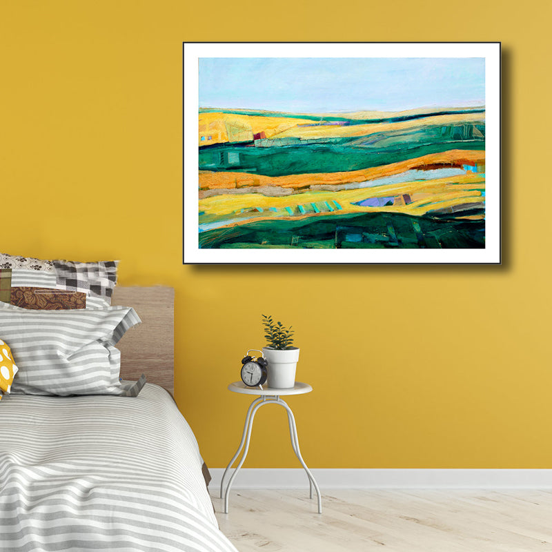 Brehn | Fantastischer Farmview-Leinwand-Haus-Innenansichten-Wandkunst-Druck in sanften Farben
