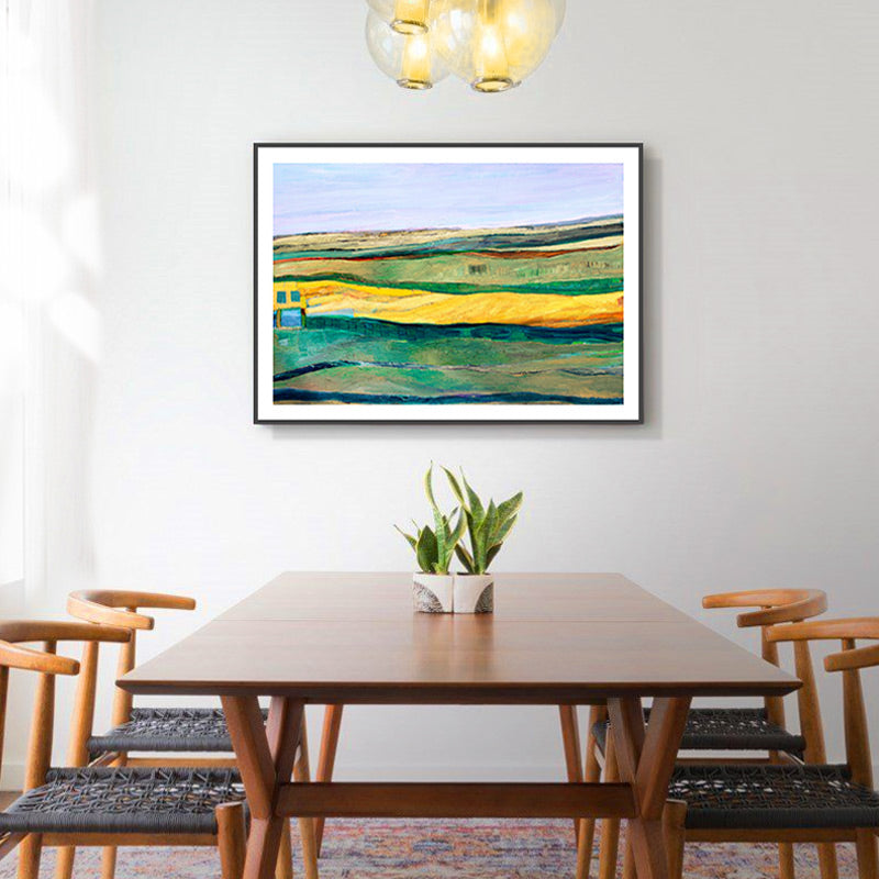 Brehn | Fantastischer Farmview-Leinwand-Haus-Innenansichten-Wandkunst-Druck in sanften Farben