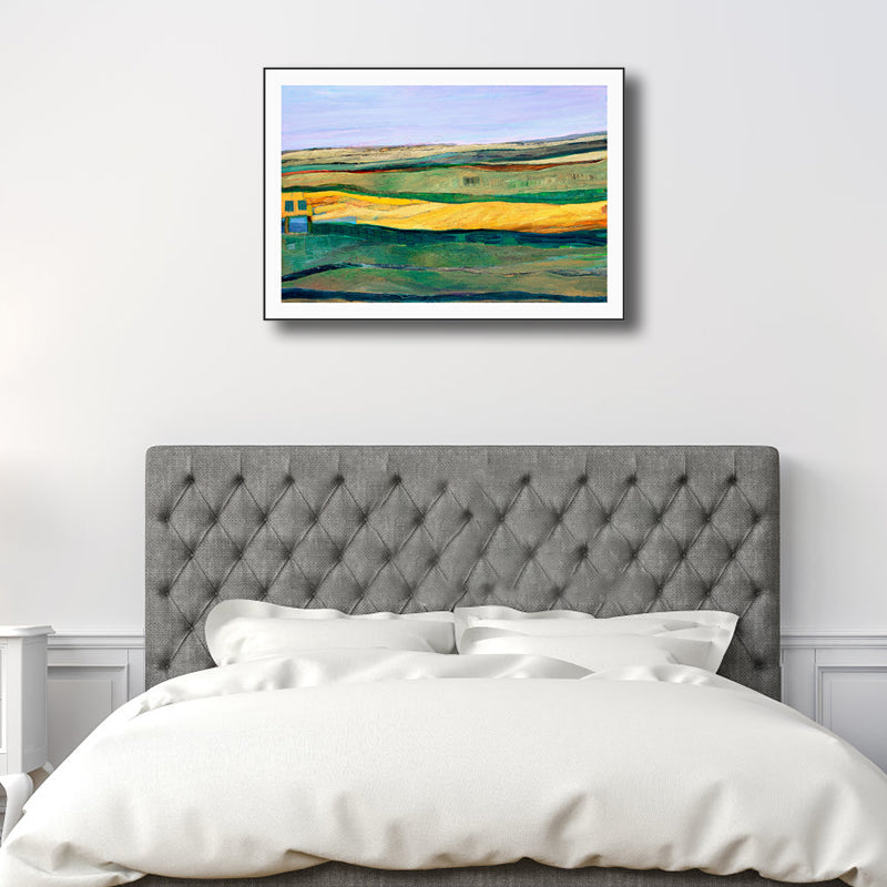 Brehn | Fantastischer Farmview-Leinwand-Haus-Innenansichten-Wandkunst-Druck in sanften Farben
