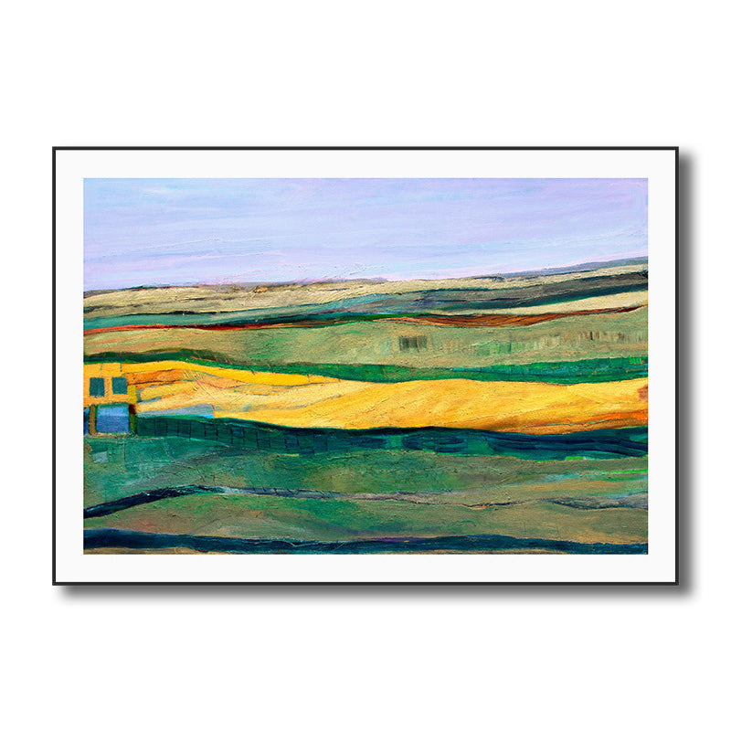 Brehn | Fantastischer Farmview-Leinwand-Haus-Innenansichten-Wandkunst-Druck in sanften Farben