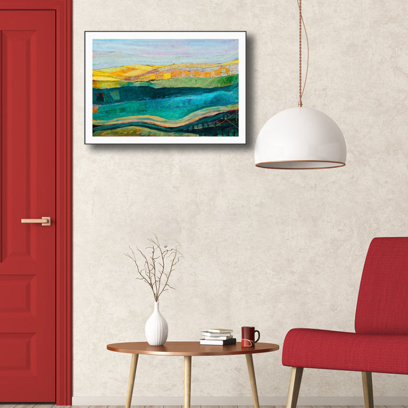 Brehn | Fantastischer Farmview-Leinwand-Haus-Innenansichten-Wandkunst-Druck in sanften Farben