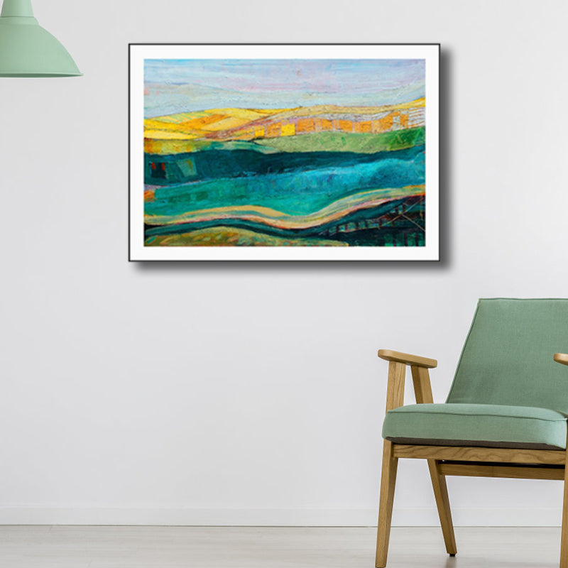 Brehn | Fantastischer Farmview-Leinwand-Haus-Innenansichten-Wandkunst-Druck in sanften Farben