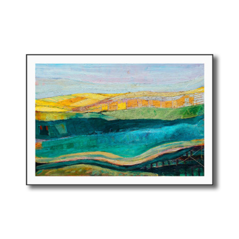 Brehn | Fantastischer Farmview-Leinwand-Haus-Innenansichten-Wandkunst-Druck in sanften Farben
