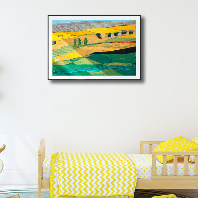 Brehn | Fantastischer Farmview-Leinwand-Haus-Innenansichten-Wandkunst-Druck in sanften Farben