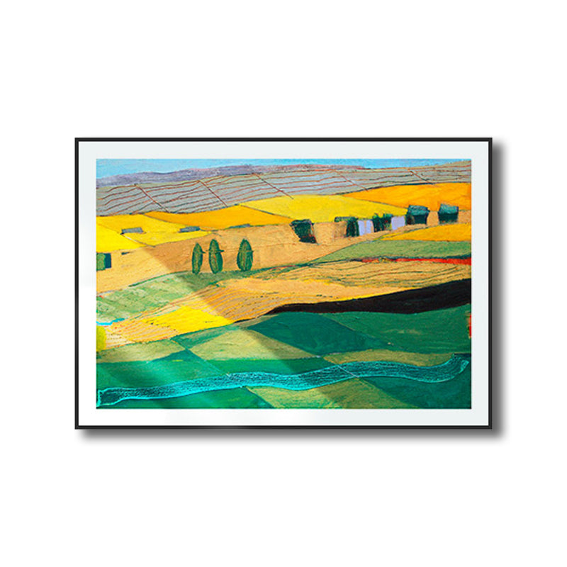 Brehn | Fantastischer Farmview-Leinwand-Haus-Innenansichten-Wandkunst-Druck in sanften Farben