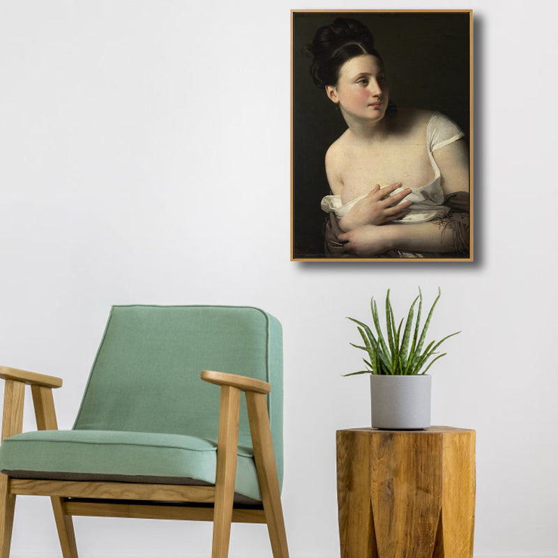 Brehn | Braunes Art Nouveau Leinwanddruck Gemälde Frau Portrait Wanddekoration für das Wohnzimmer